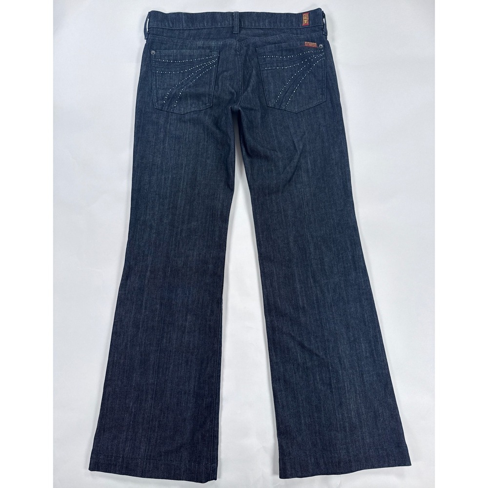 7 For All Mankind Dojo Jeans Womens 31 Rhinestone Dark Wash Trouser Flare